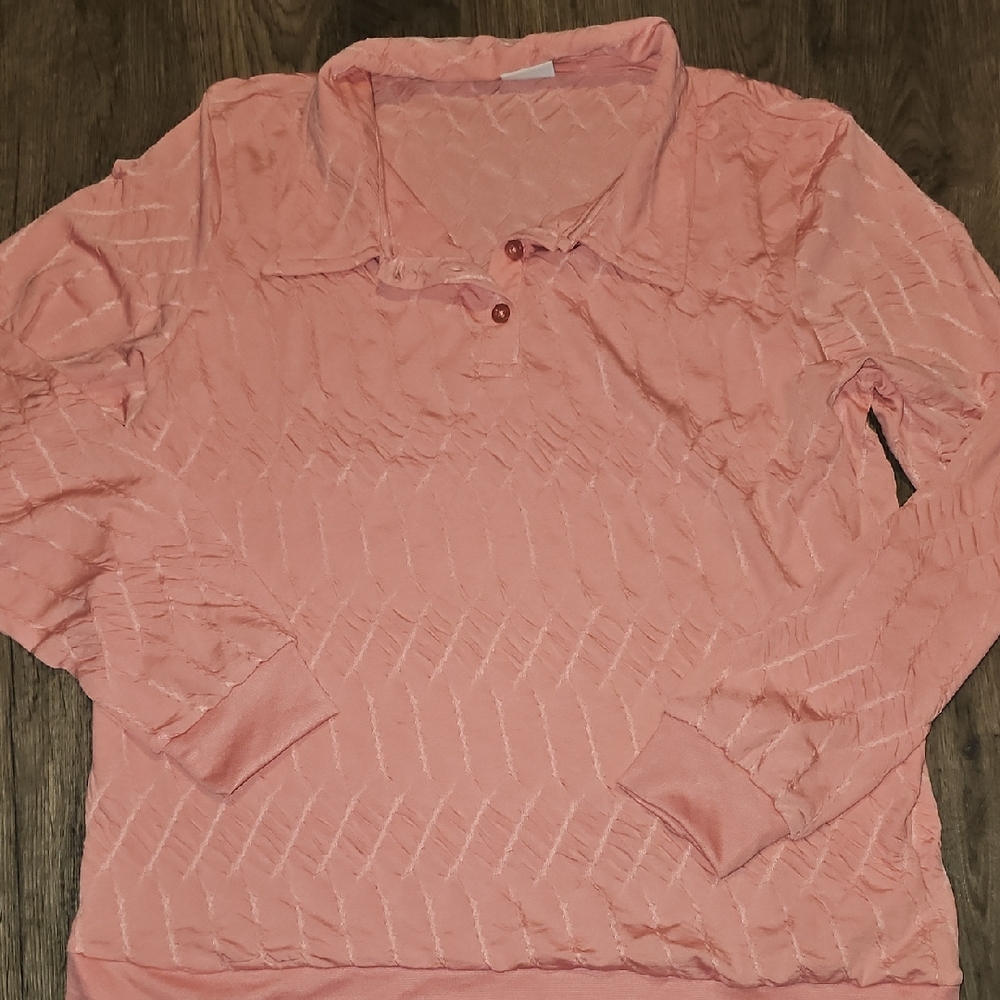 Vintage American Sweetheart Shirt Women's pullover Light Pink textured Large